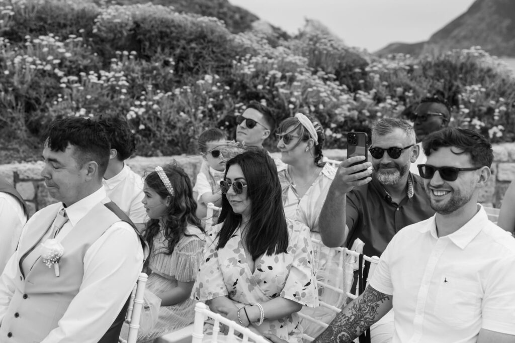 Outdoors island wedding ceremony, editorial photography, destination wedding at Agios Stephanos, Kastri island in KOS, Greece.