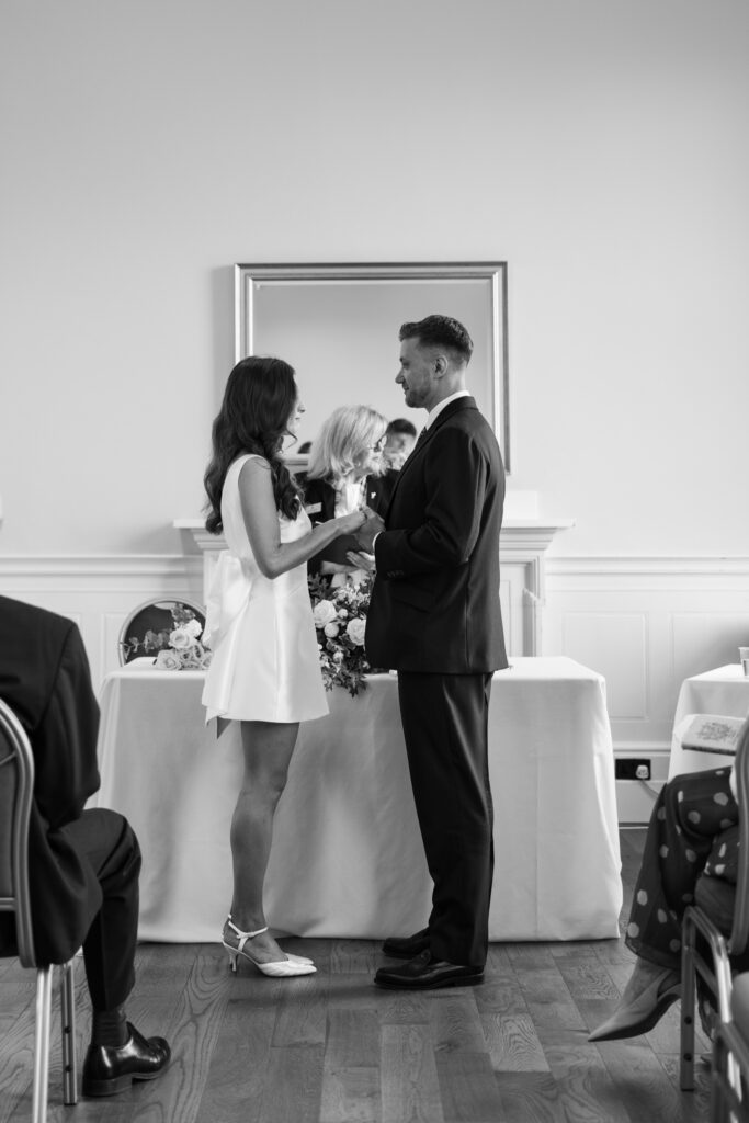 Intimate Liverpool elopement with Gen Z couple – city chic civil wedding at St George's Hall with editorial fashion forward photography by Ivana King