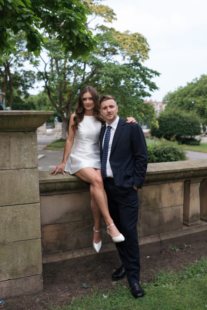 Intimate Liverpool elopement with Gen Z couple – city chic civil wedding at St George's Hall with editorial fashion forward photography by Ivana King