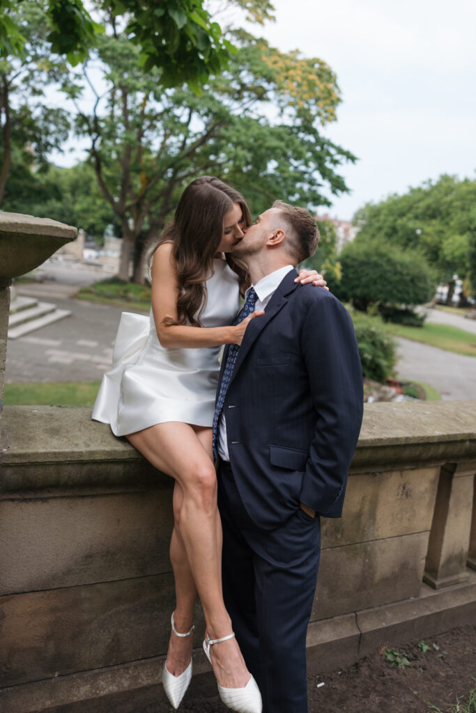 Intimate Liverpool elopement with Gen Z couple – city chic civil wedding at St George's Hall with editorial fashion forward photography by Ivana King