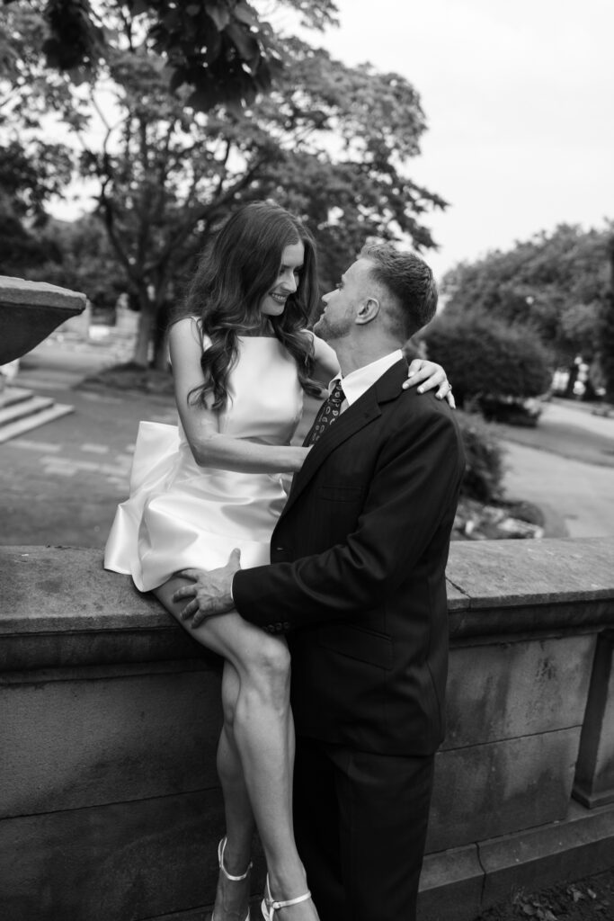 Intimate Liverpool elopement with Gen Z couple – city chic civil wedding at St George's Hall with editorial fashion forward photography by Ivana King