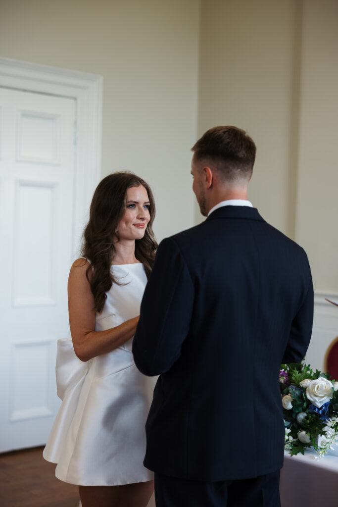 Intimate Liverpool elopement with Gen Z couple – city chic civil wedding at St George's Hall with editorial fashion forward photography by Ivana King