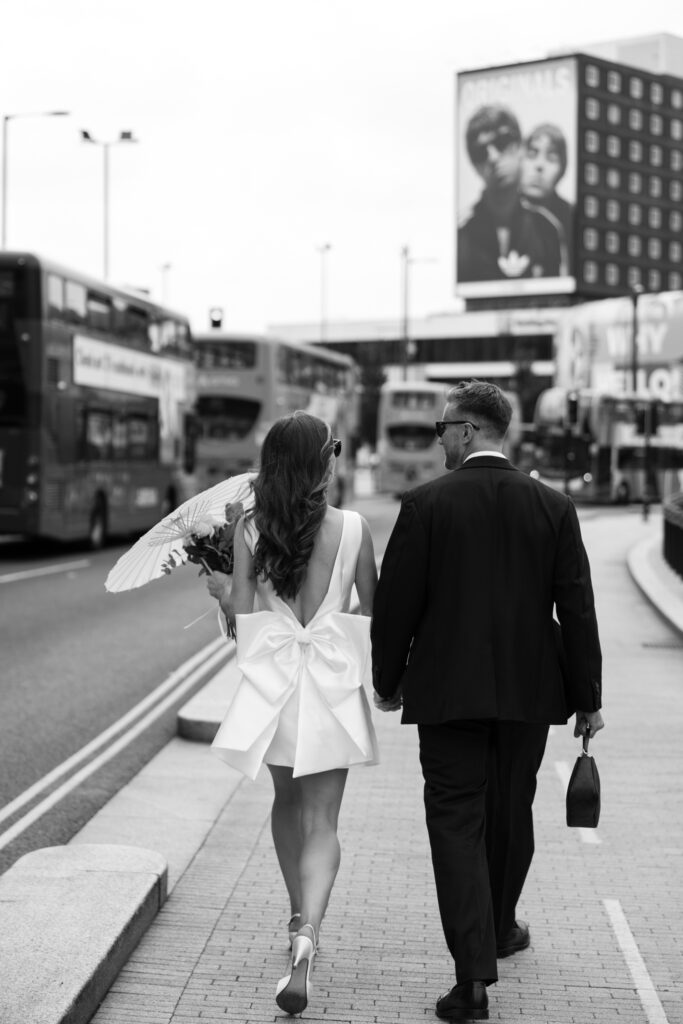 Intimate Liverpool elopement with Gen Z couple – city chic civil wedding at St George's Hall with editorial fashion forward photography by Ivana King