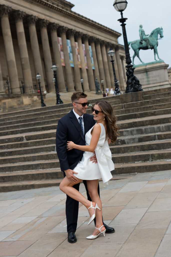 Intimate Liverpool elopement with Gen Z couple – city chic civil wedding at St George's Hall with editorial fashion forward photography by Ivana King