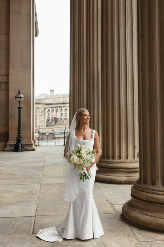 Modern Gen Z couple wedding portraits at St George’s Hall Liverpool – editorial and fashion-forward photography by Ivana King