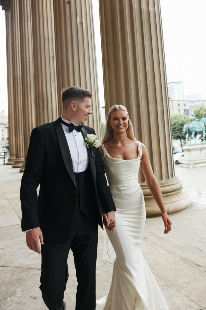 Modern Gen Z couple wedding portraits at St George’s Hall Liverpool – editorial and fashion-forward photography by Ivana King