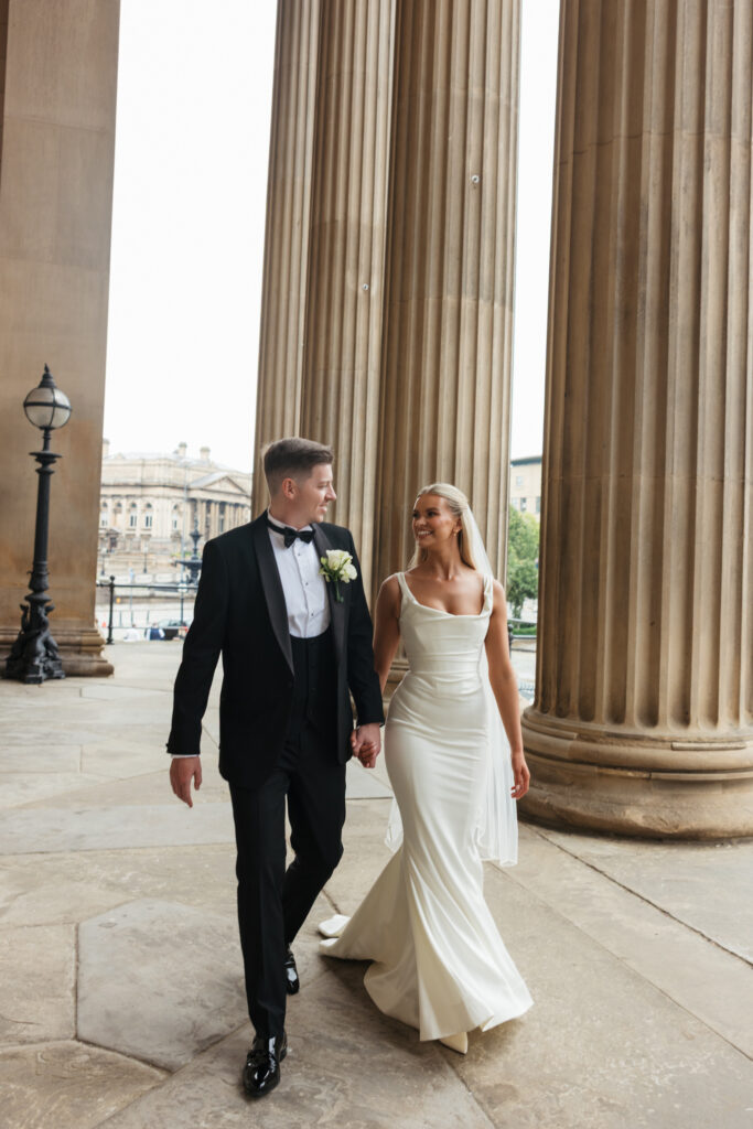 Modern Gen Z couple wedding portraits at St George’s Hall Liverpool – editorial and fashion-forward photography by Ivana King