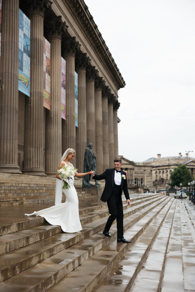Modern Gen Z couple wedding portraits at St George’s Hall Liverpool – editorial and fashion-forward photography by Ivana King