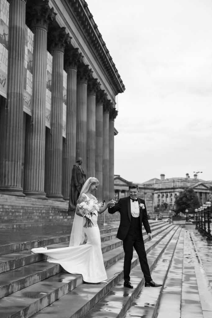 Modern Gen Z couple wedding portraits at St George’s Hall Liverpool – editorial and fashion-forward photography by Ivana King