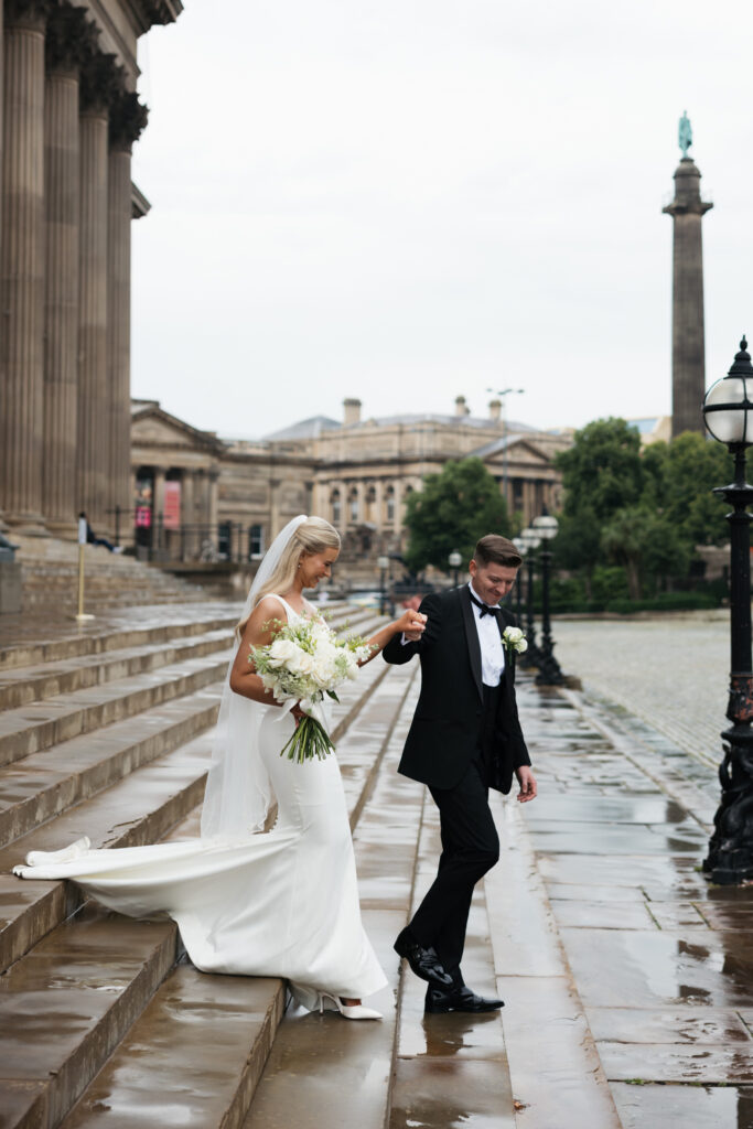Modern Gen Z couple wedding portraits at St George’s Hall Liverpool – editorial and fashion-forward photography by Ivana King