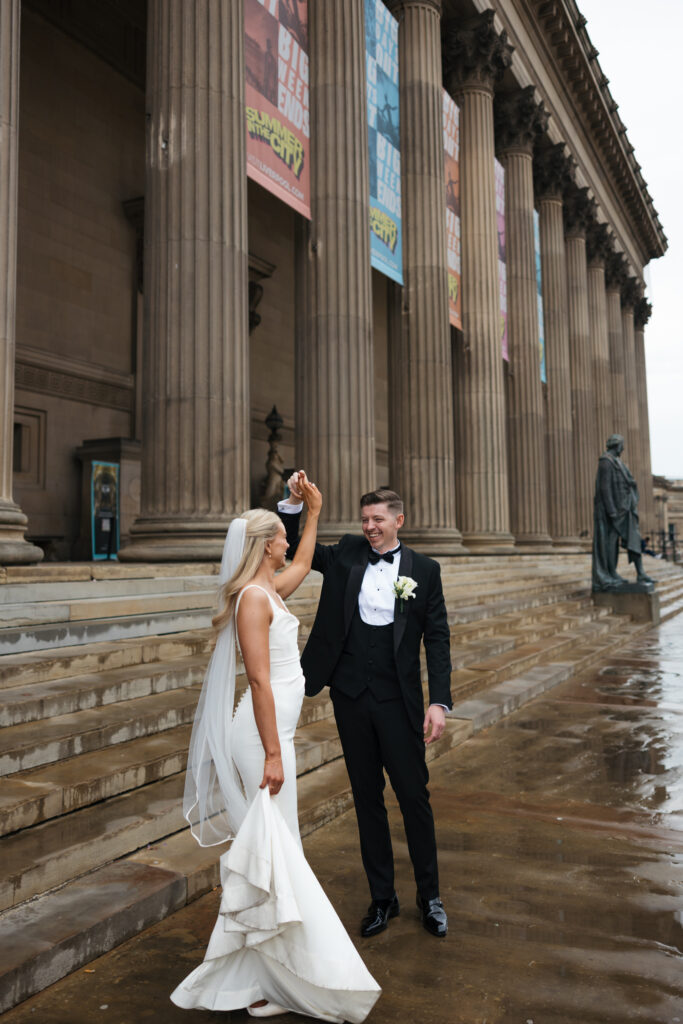 Modern Gen Z couple wedding portraits at St George’s Hall Liverpool – editorial and fashion-forward photography by Ivana King