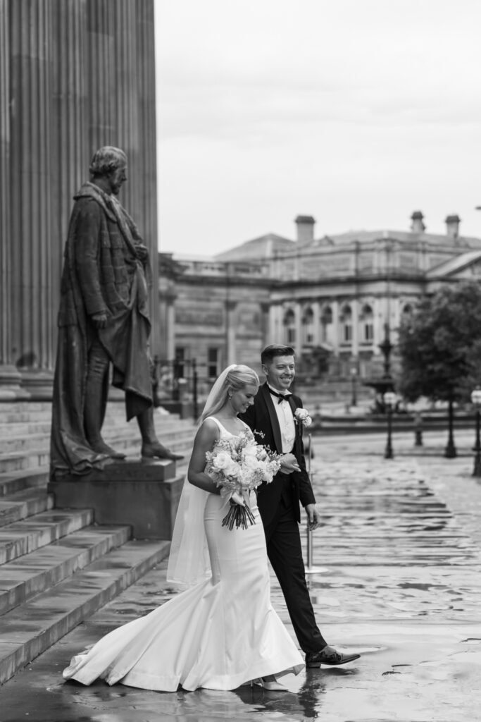 Modern Gen Z couple wedding portraits at St George’s Hall Liverpool – editorial and fashion-forward photography by Ivana King
