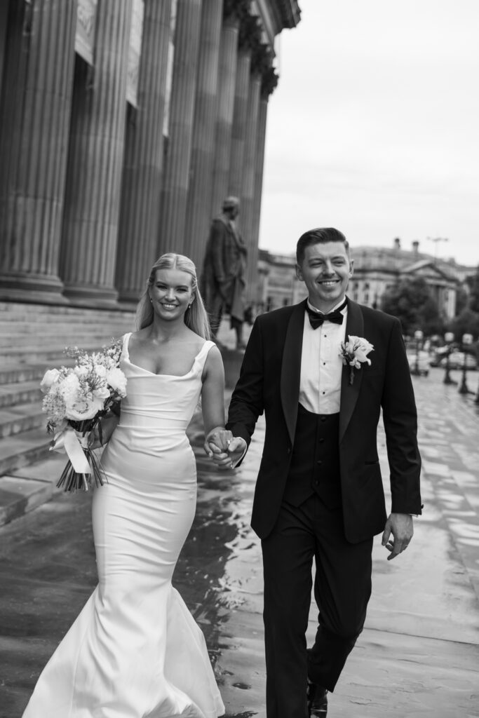 Modern Gen Z couple wedding portraits at St George’s Hall Liverpool – editorial and fashion-forward photography by Ivana King