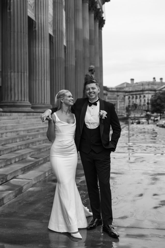 Modern Gen Z couple wedding portraits at St George’s Hall Liverpool – editorial and fashion-forward photography by Ivana King