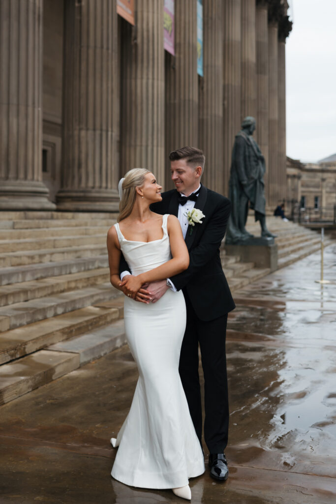 Modern Gen Z couple wedding portraits at St George’s Hall Liverpool – editorial and fashion-forward photography by Ivana King