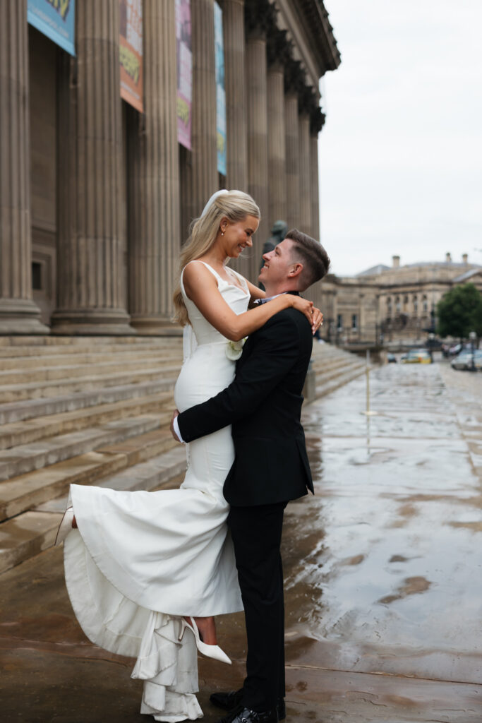 Modern Gen Z couple wedding portraits at St George’s Hall Liverpool – editorial and fashion-forward photography by Ivana King