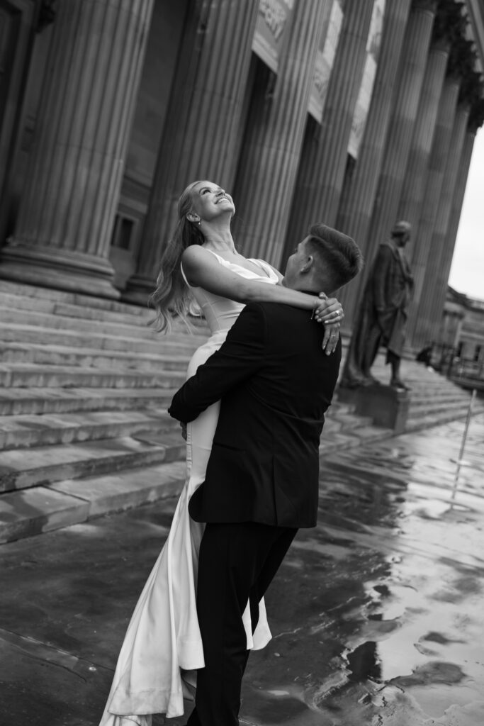 Modern Gen Z couple wedding portraits at St George’s Hall Liverpool – editorial and fashion-forward photography by Ivana King