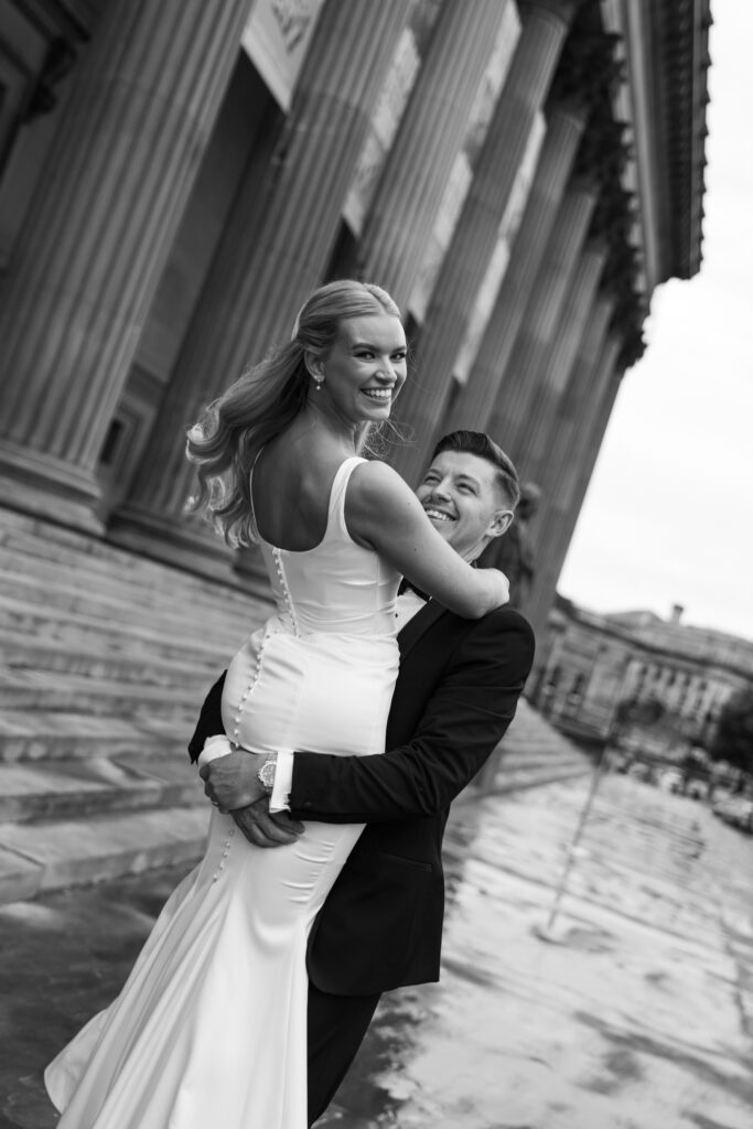 Modern Gen Z couple wedding portraits at St George’s Hall Liverpool – editorial and fashion-forward photography by Ivana King