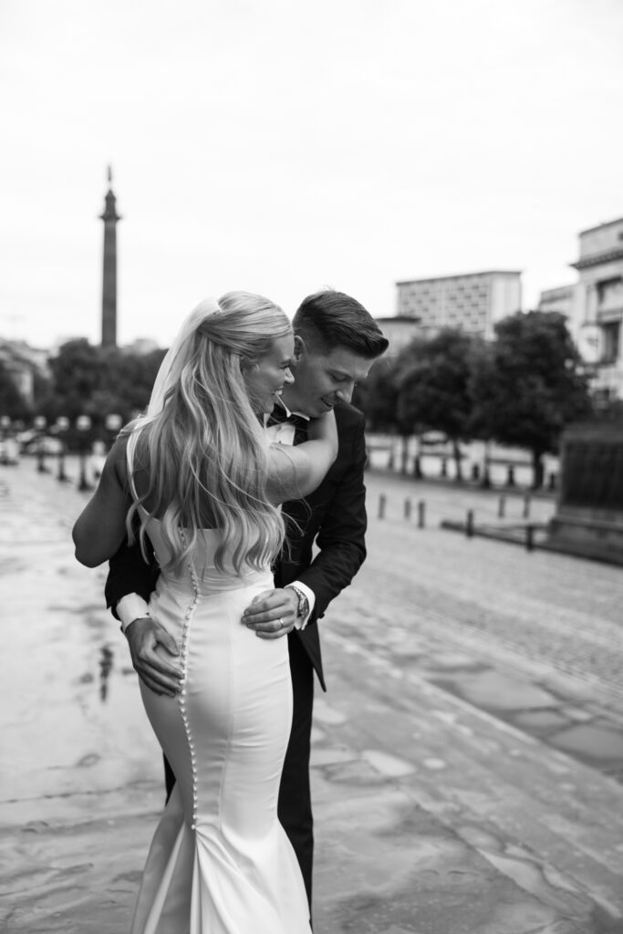 Modern Gen Z couple wedding portraits at St George’s Hall Liverpool – editorial and fashion-forward photography by Ivana King