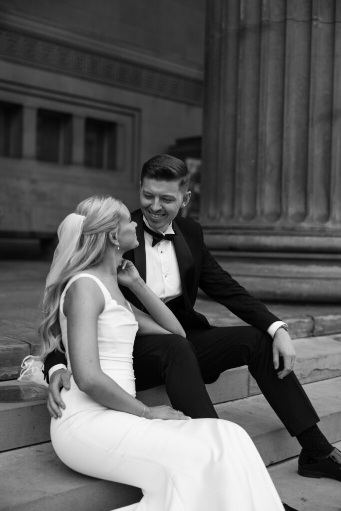 Modern Gen Z couple wedding portraits at St George’s Hall Liverpool – editorial and fashion-forward photography by Ivana King