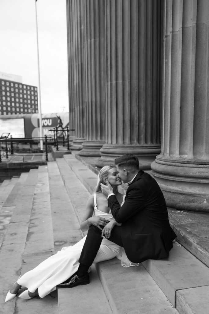 Modern Gen Z couple wedding portraits at St George’s Hall Liverpool – editorial and fashion-forward photography by Ivana King