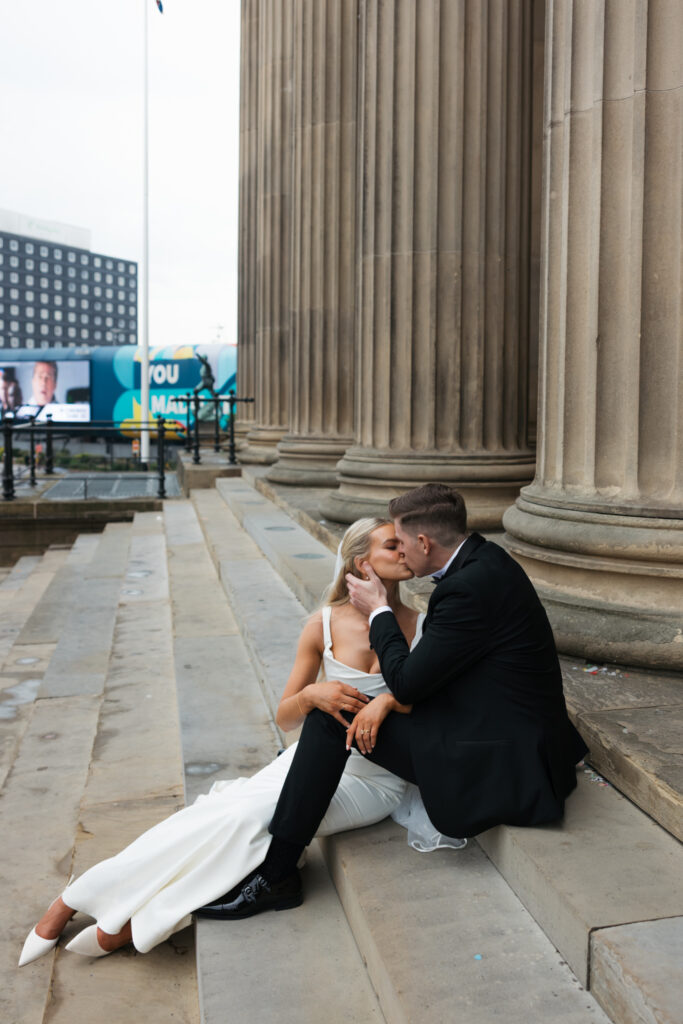 Modern Gen Z couple wedding portraits at St George’s Hall Liverpool – editorial and fashion-forward photography by Ivana King