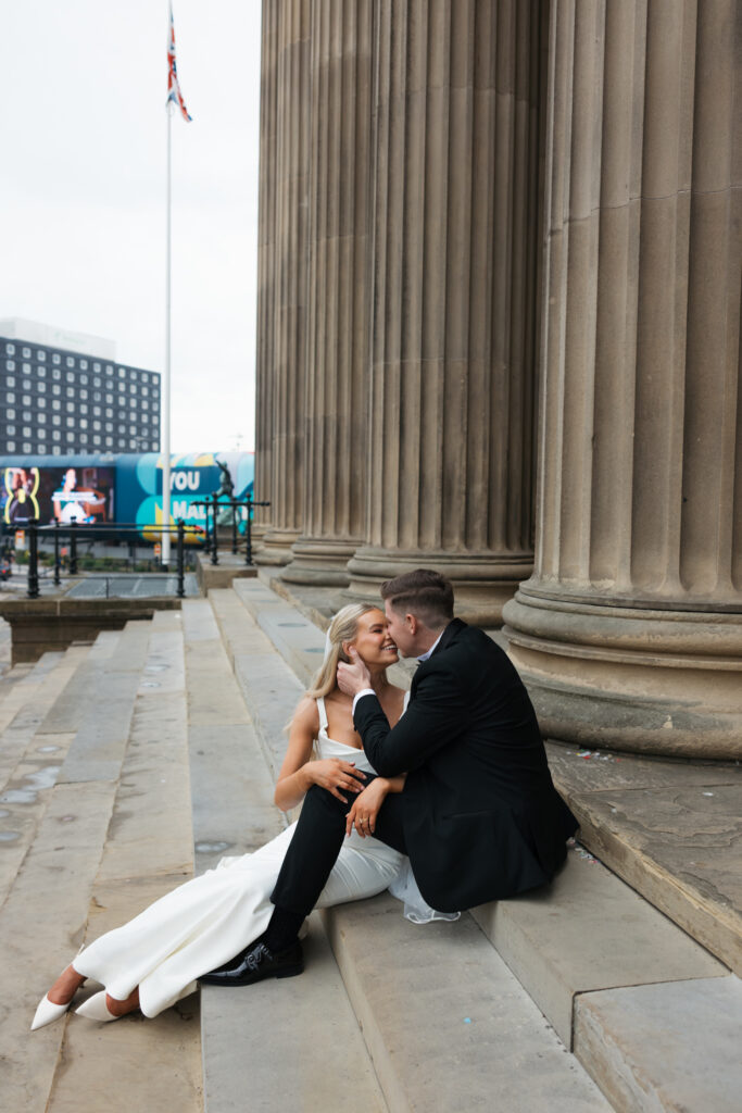 Modern Gen Z couple wedding portraits at St George’s Hall Liverpool – editorial and fashion-forward photography by Ivana King