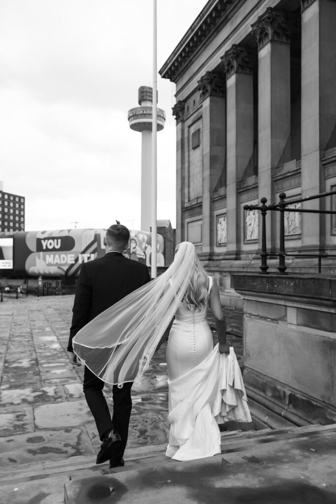 Modern Gen Z couple wedding portraits at St George’s Hall Liverpool – editorial and fashion-forward photography by Ivana King