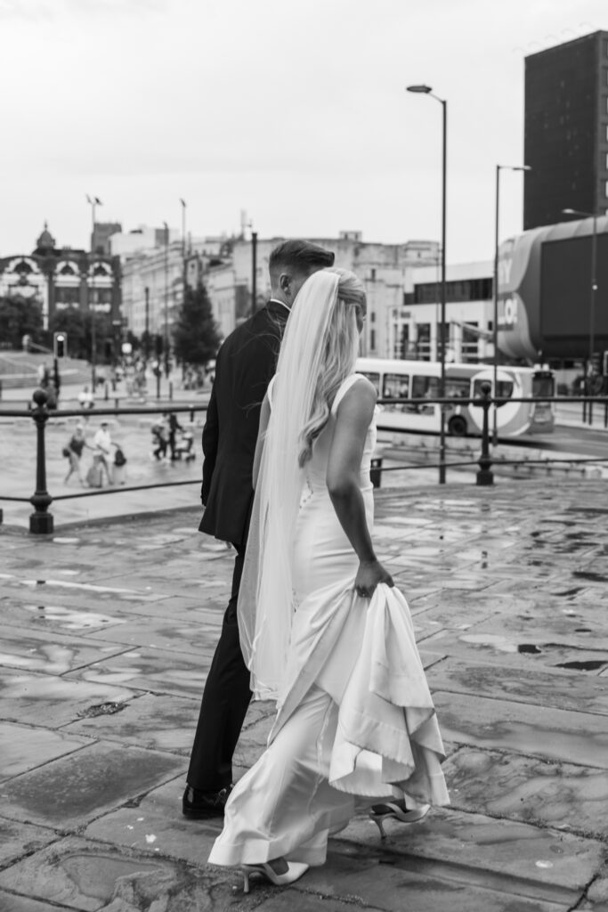 Modern Gen Z couple wedding portraits at St George’s Hall Liverpool – editorial and fashion-forward photography by Ivana King