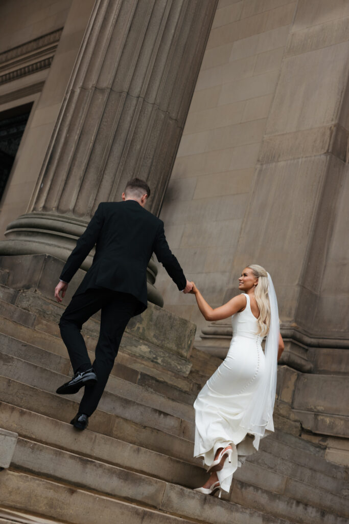 Modern Gen Z couple wedding portraits at St George’s Hall Liverpool – editorial and fashion-forward photography by Ivana King