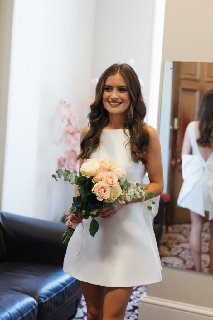 Intimate Liverpool elopement with Gen Z couple – city chic civil wedding at St George's Hall with editorial fashion forward photography by Ivana King