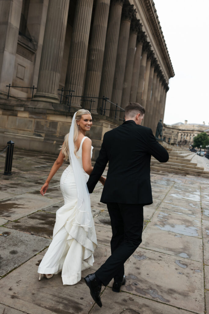 Modern Gen Z couple wedding portraits at St George’s Hall Liverpool – editorial and fashion-forward photography by Ivana King