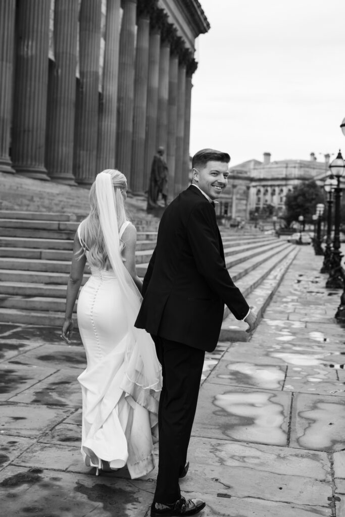 Modern Gen Z couple wedding portraits at St George’s Hall Liverpool – editorial and fashion-forward photography by Ivana King