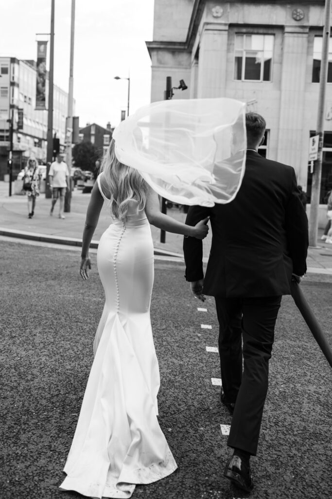 Modern Gen Z couple wedding portraits at St George’s Hall Liverpool – editorial and fashion-forward photography by Ivana King