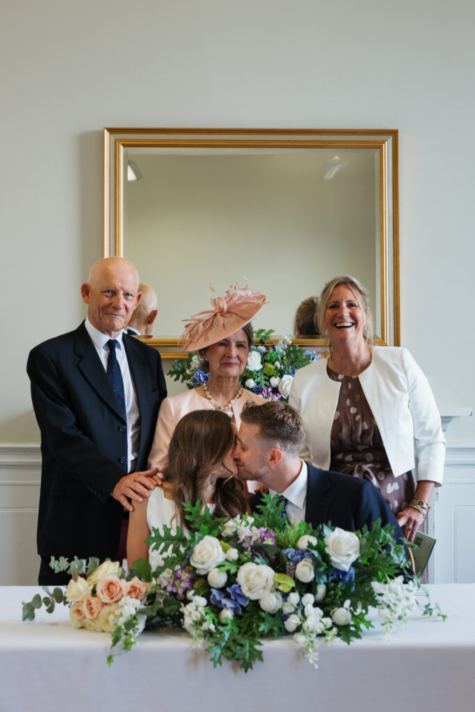 Intimate Liverpool elopement with Gen Z couple – city chic civil wedding at St George's Hall with editorial fashion forward photography by Ivana King