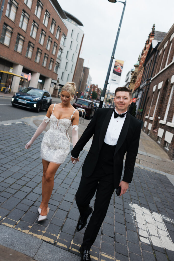 Modern Gen Z couple weddings reception at Hope Street Hotel in Liverpool – editorial and fashion-forward photography by Ivana King