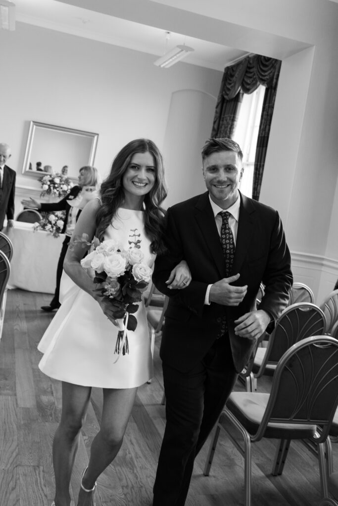 Intimate Liverpool elopement with Gen Z couple – city chic civil wedding at St George's Hall with editorial fashion forward photography by Ivana King