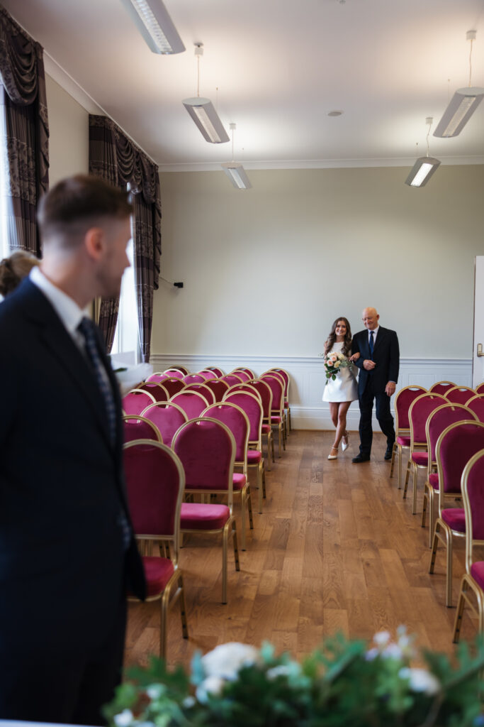 Intimate Liverpool elopement with Gen Z couple – city chic civil wedding at St George's Hall with editorial fashion forward photography by Ivana King
