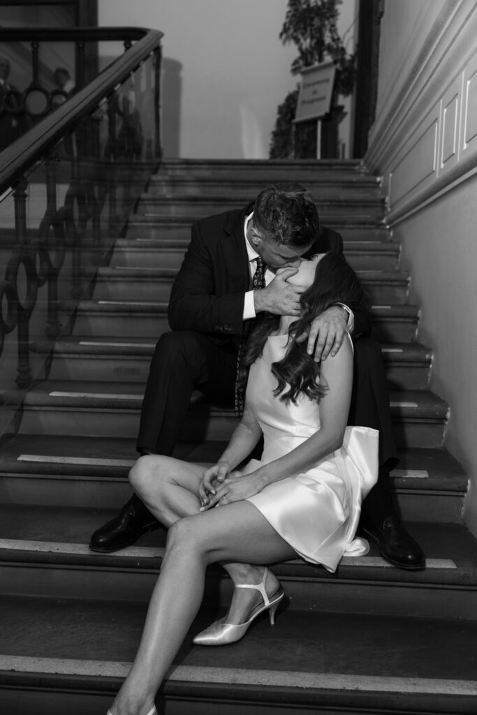 Intimate Liverpool elopement with Gen Z couple – city chic civil wedding at St George's Hall with editorial fashion forward photography by Ivana King