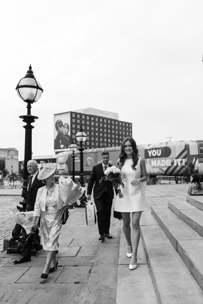 Intimate Liverpool elopement with Gen Z couple – city chic civil wedding at St George's Hall with editorial fashion forward photography by Ivana King