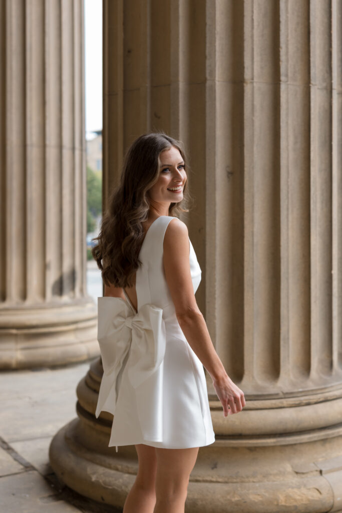 Intimate Liverpool elopement with Gen Z couple – city chic civil wedding at St George's Hall with editorial fashion forward photography by Ivana King