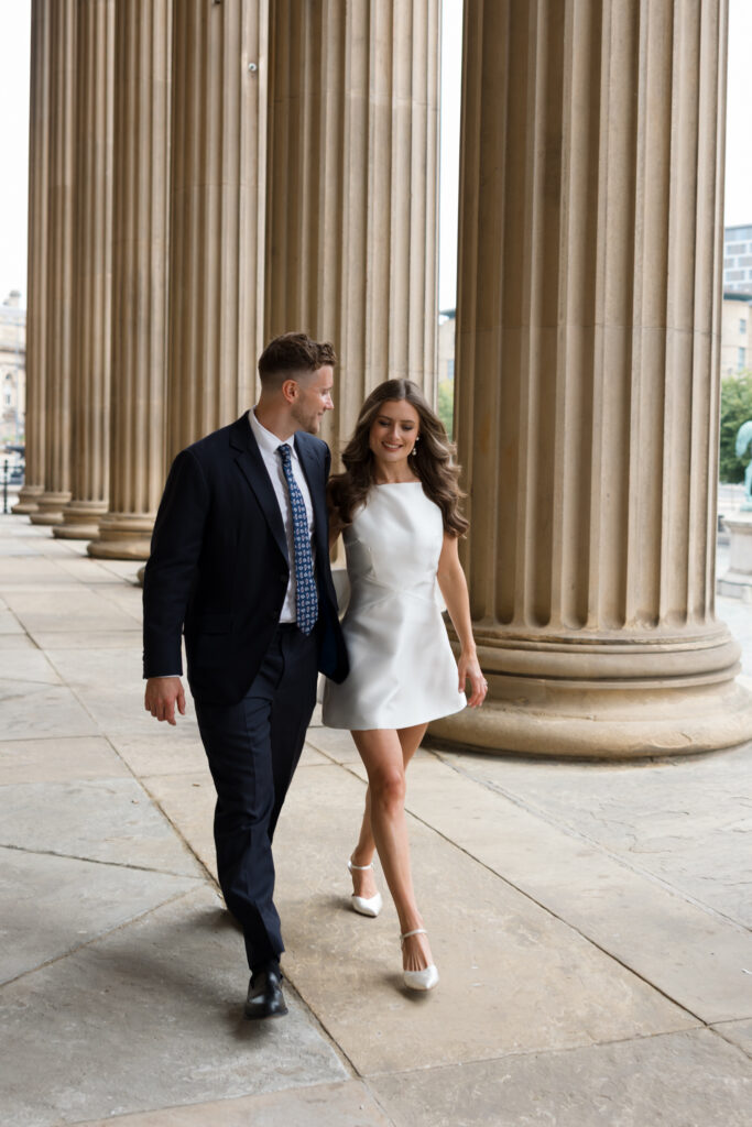 Intimate Liverpool elopement with Gen Z couple – city chic civil wedding at St George's Hall with editorial fashion forward photography by Ivana King