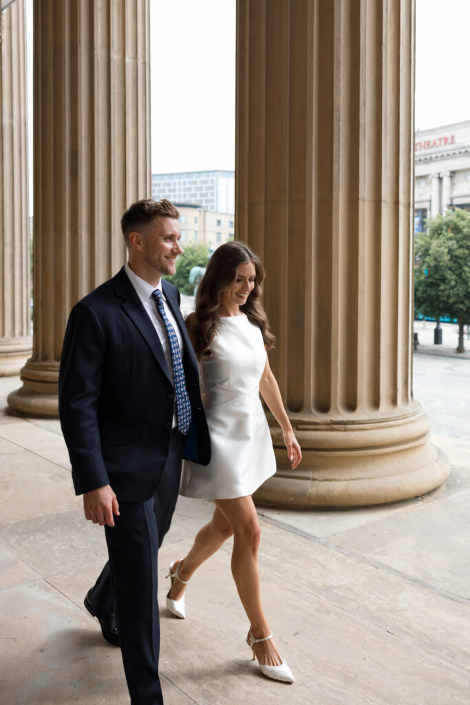 Intimate Liverpool elopement with Gen Z couple – city chic civil wedding at St George's Hall with editorial fashion forward photography by Ivana King