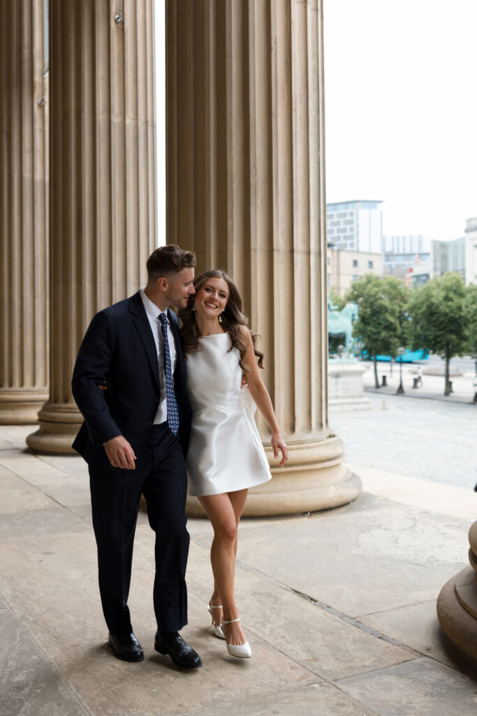 Intimate Liverpool elopement with Gen Z couple – city chic civil wedding at St George's Hall with editorial fashion forward photography by Ivana King