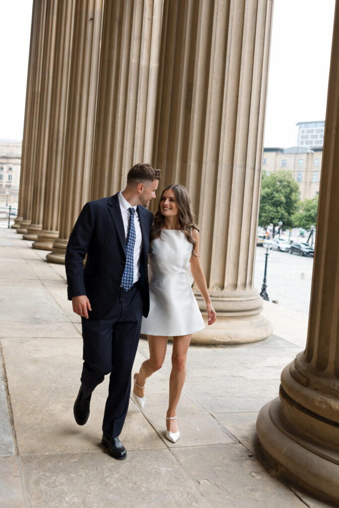 Intimate Liverpool elopement with Gen Z couple – city chic civil wedding at St George's Hall with editorial fashion forward photography by Ivana King
