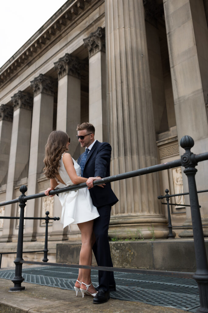 Intimate Liverpool elopement with Gen Z couple – city chic civil wedding at St George's Hall with editorial fashion forward photography by Ivana King