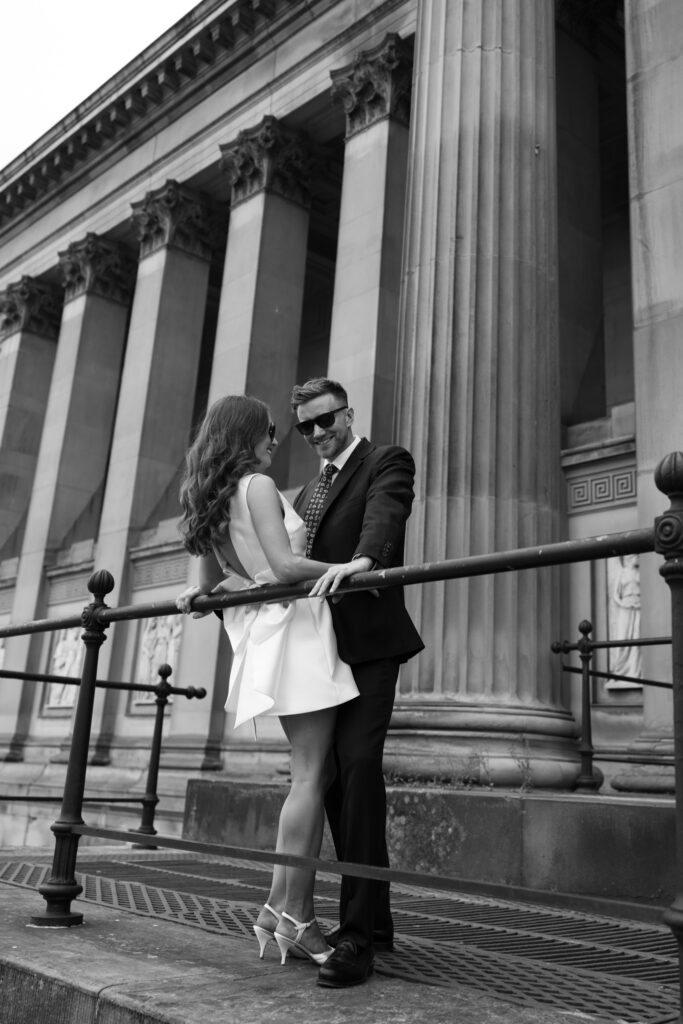 Intimate Liverpool elopement with Gen Z couple – city chic civil wedding at St George's Hall with editorial fashion forward photography by Ivana King