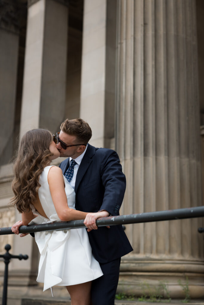 Intimate Liverpool elopement with Gen Z couple – city chic civil wedding at St George's Hall with editorial fashion forward photography by Ivana King