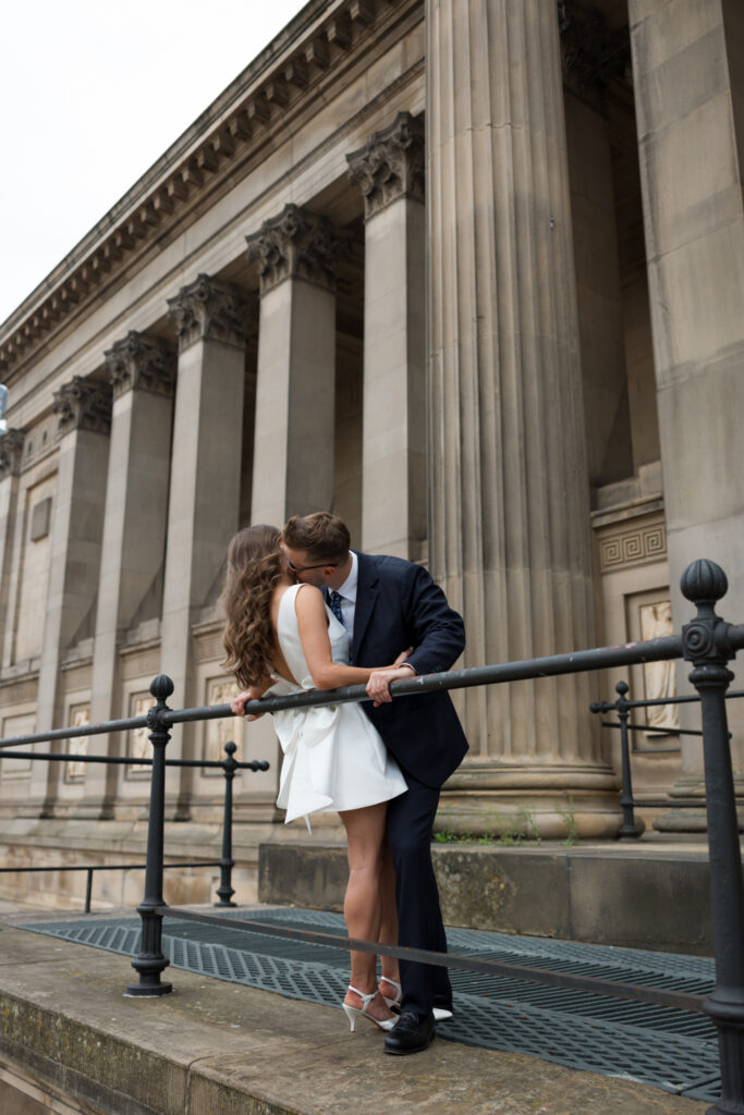 Intimate Liverpool elopement with Gen Z couple – city chic civil wedding at St George's Hall with editorial fashion forward photography by Ivana King