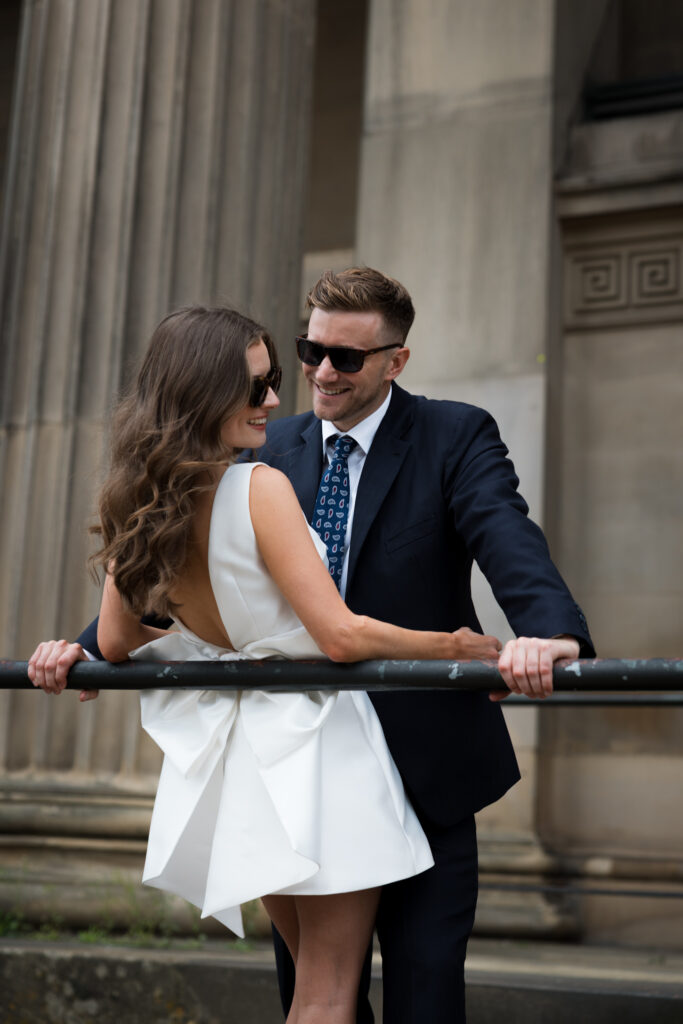 Intimate Liverpool elopement with Gen Z couple – city chic civil wedding at St George's Hall with editorial fashion forward photography by Ivana King